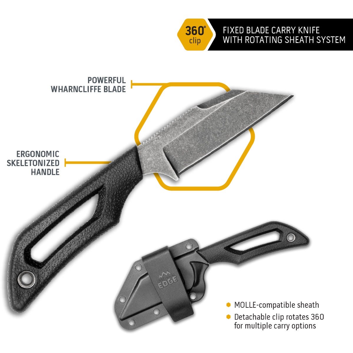 Outdoor Edge® Pivot Knives Wharncliffe (Black With Sheath) by Outdoor Edge®