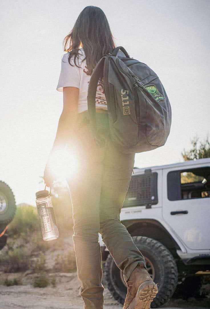 Woman carries Allhaula Backpack