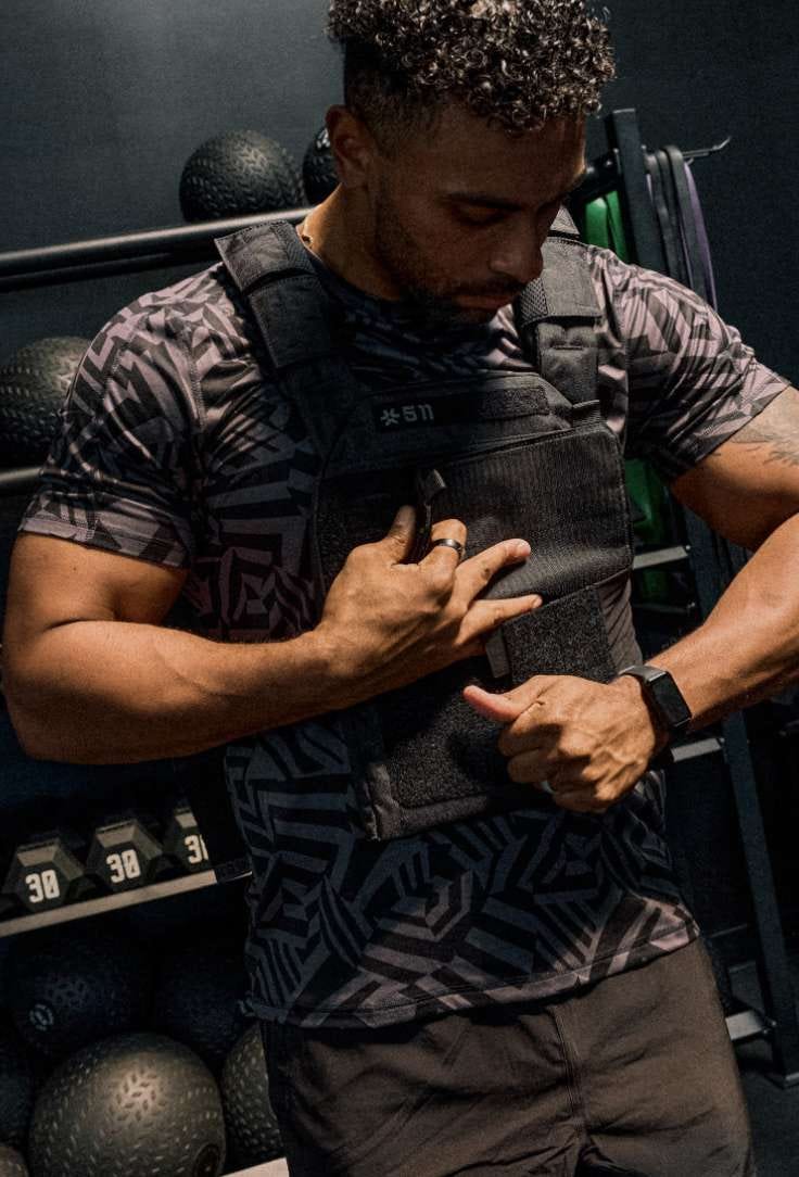 Man wears weight vest