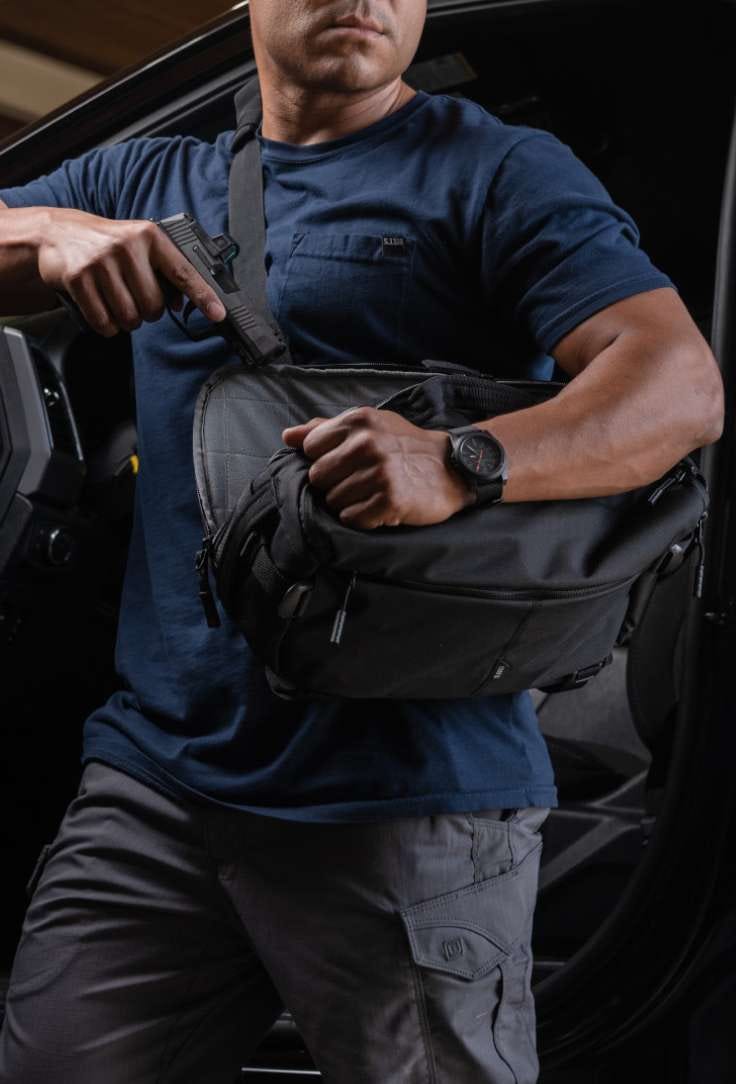 Man draws from an LVC bag