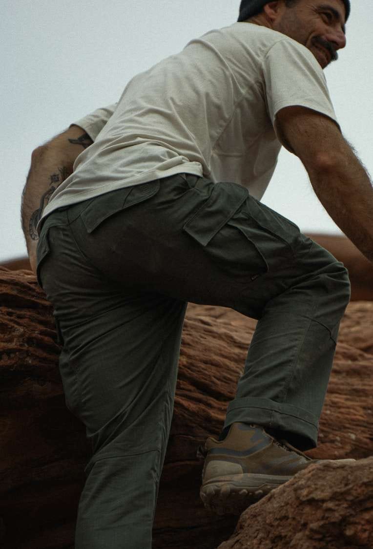 Man climbs a rock